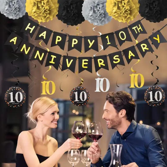 10th Anniversary Decorations Kit - Happy Anniversary Banner {3}