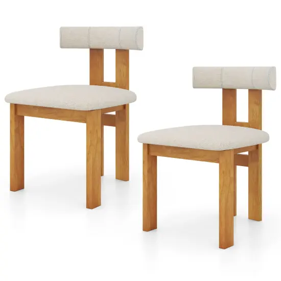 Rubber Wood Fabric Dining Chairs Set of 2 with Ergonomic Back and Cushioned Seat {1}