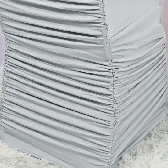 1 Piece Silver Rouge Spandex Chair Cover, Ruffled Stretch Fit for Banquet Seating {4}