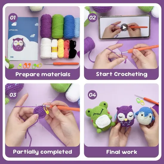 Animal Crochet Kit - Frog, Penguin, Owl {5}