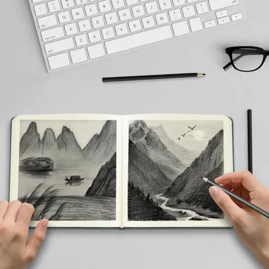 192 Pages Notebooks Blank Sketchbooks - Grey {4}