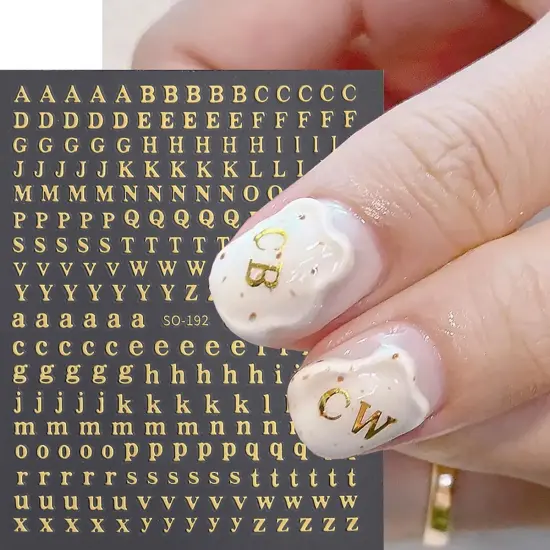 8 Sheets Letter Nail Stickers Gold Silver English {2}