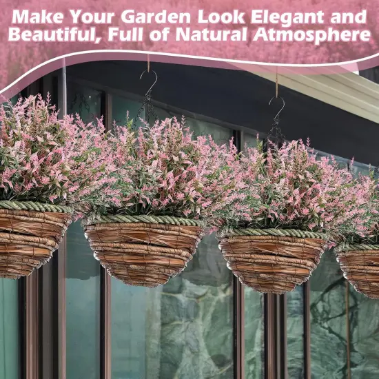 2 Sets Artificial Lavender with Hanging Basket &ndash; Faux Flowers for Porch & Garden Decor {6}