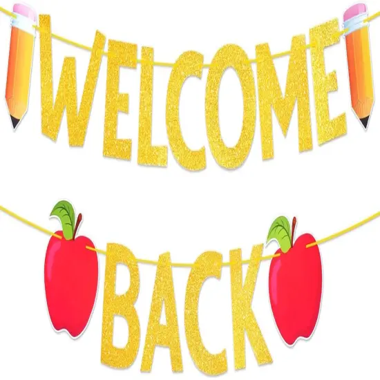 Glitter Welcome Back to School Banner for Classroom {1}