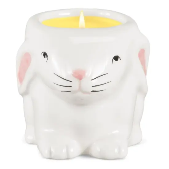 Collections Etc Ceramic Shaped Bunny Candle, 40 hour Burn Time {4}