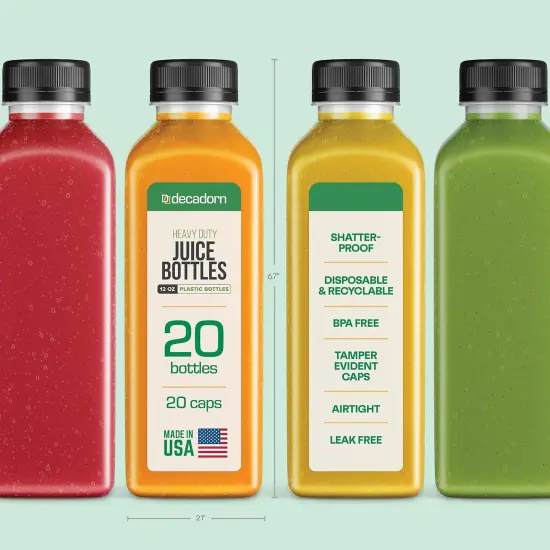 20pcs Juice Bottles With Caps - 12oz {2}