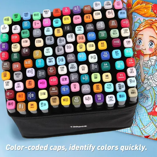 120 Colors Dual Tips Art Markers Set {2}