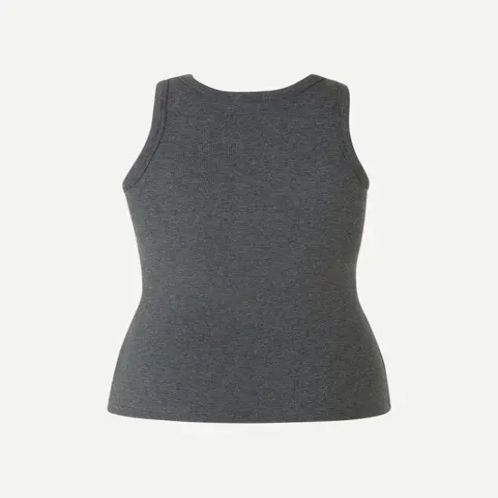 American Apparel&reg; Ladies CVC Racerneck Tank Heather Charcoal {2}
