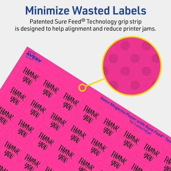 Avery Neon Magenta Paper Labels, 0.75" x 0.75" Square {4}