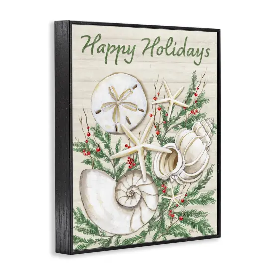 Stupell Industries Holiday Seashells & Holly Framed Giclee Wall Art Design by Paul Brent {3}