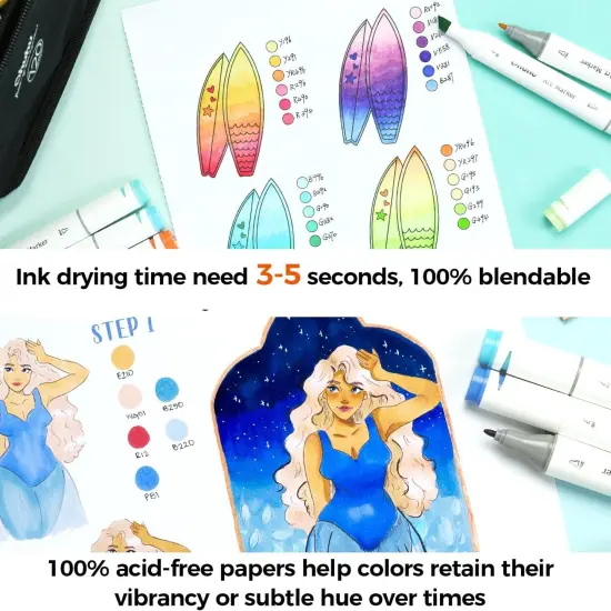 Double Sided Marker Pads Art Sketchbook Bleedproof - 8.3x8.3 Square Art Sketch Book Drawing Papers 60 Sheets/120 Pages 90LB/150GSM Hardcover Sketching Books for Alcohol Marker Painting Coloring {4}