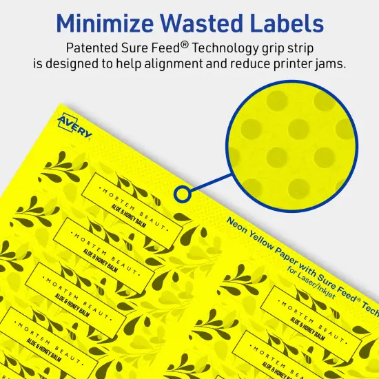 Avery Neon Yellow Paper Labels, 0.75" x 3.5" Rectangle {4}