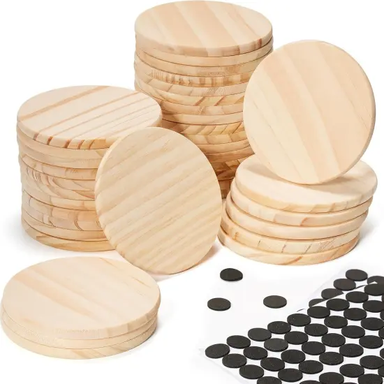 36Pcs Unfinished Wood Coasters-4" Unfinished Natural Wood Slices for Crafts {1}