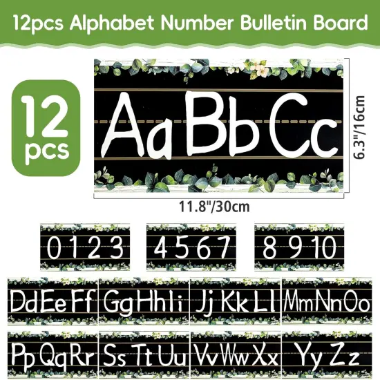 12Pcs Alphabet Bulletin Board Strips Set {2}
