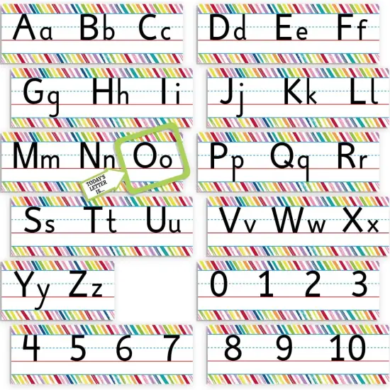 Alphabet Bulletin Board Set Colorful Scribble ABC Numbers Line 0-10 {1}
