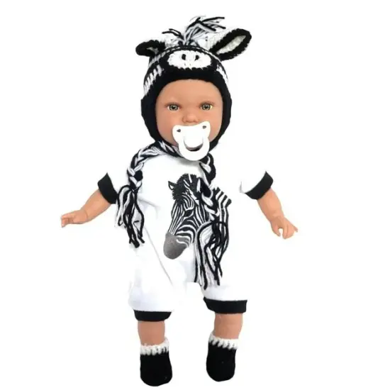 Zebra Safari Knit Outfit for 15&ndash;17 Inch Baby Dolls &ndash; Adorable Set {1}