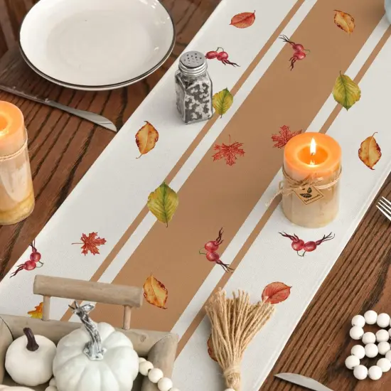 Thankful Fall Pumpkin Leaves - Table Runner {5}