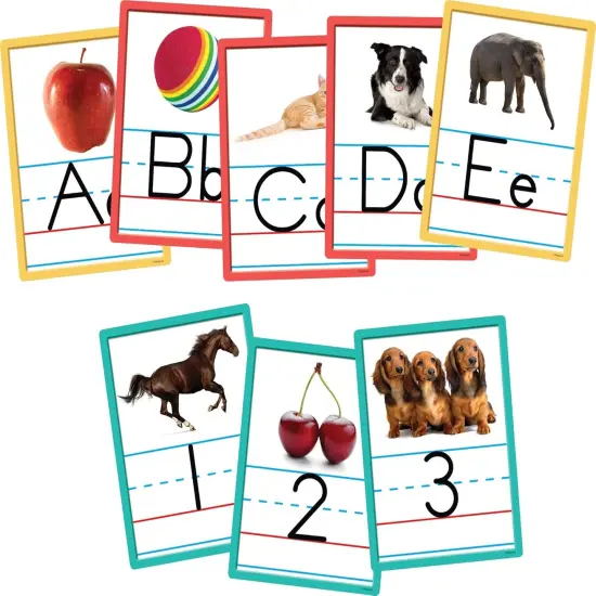 Alphabet and Numbers Accents, Pack of 36 Multicolored 6" x 8" {1}