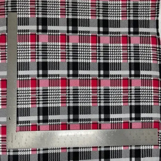 1 Yard Liverpool Knit Plaid Print Fabric Medium Weight Stretch Fabric for Apparel and D&eacute;cor 58"60" Width Red/Black {3}