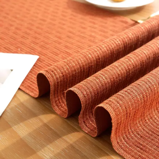 Rustic Fall Table Runner with Tassels - Orange {3}