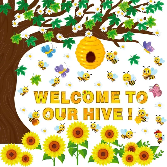 111 Pcs Bee Bulletin Board Set Decorations Summer Sunflower Classroom {1}