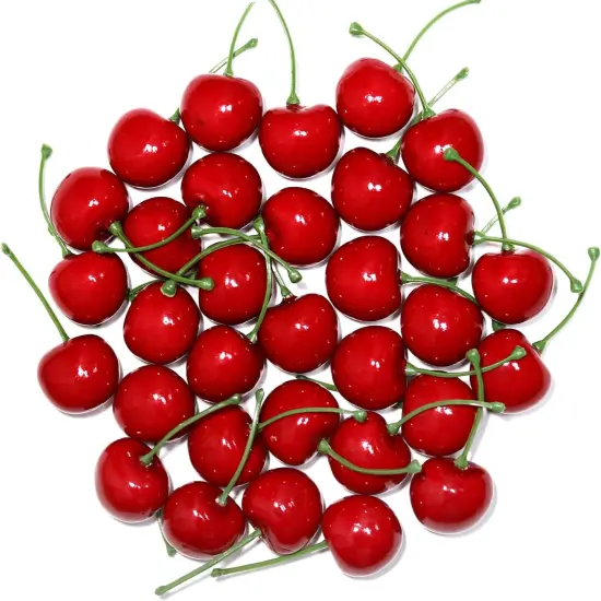 50Pcs Artificial Red Cherries - Red {1}