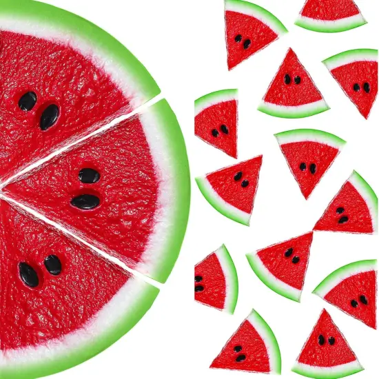12 Pieces Realistic Fake Watermelon Slices, Red {1}