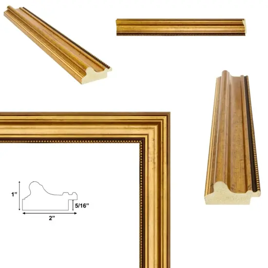 Vintage Scoop Antique Gold Bead Picture Frame 14x17 frame {3}