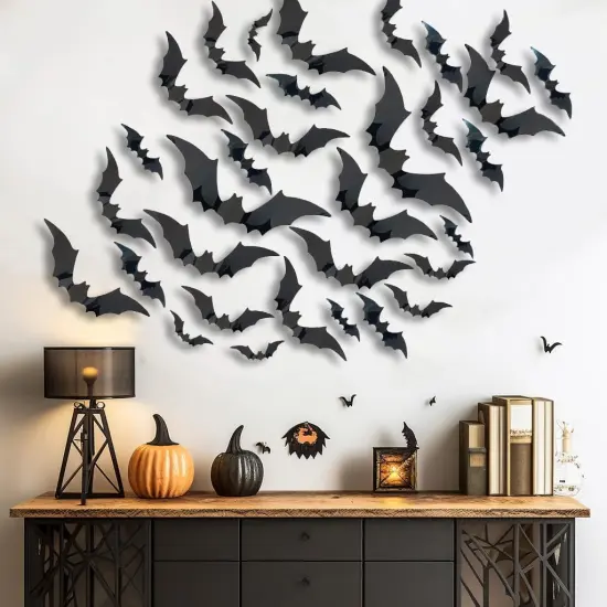 120PCS Halloween Bats Decoration {2}