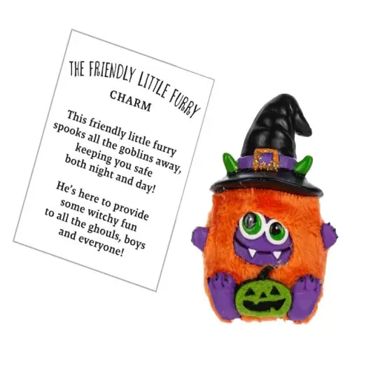 Friendly Furry Ghoul Pocket Charm - Orange {1}