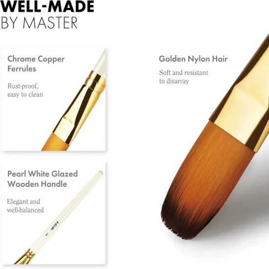 21 Piece Paint Brush Set, ARTIFY 18 Acrylic Paint Brushes, Palette Knife, and 2 Sponges, Professional Artist Paint Brushes for Acrylics, Watercolors, Gouache, Canvas, and Face Painting, Ivory White {4}