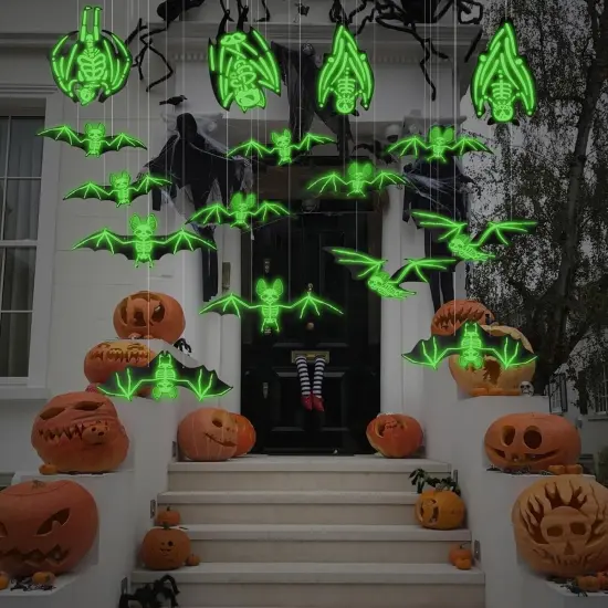 16 Pcs Hanging Bats Halloween Decoration Outdoor {4}