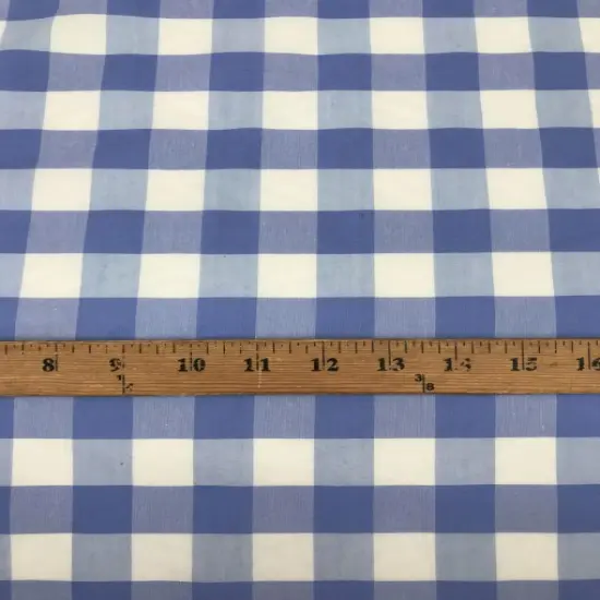 1 Yard Coppen Blue 1 Inch Gingham Checkered Woven Poly Cotton Fabric 58/59 Inch Wide For Sewing {1}