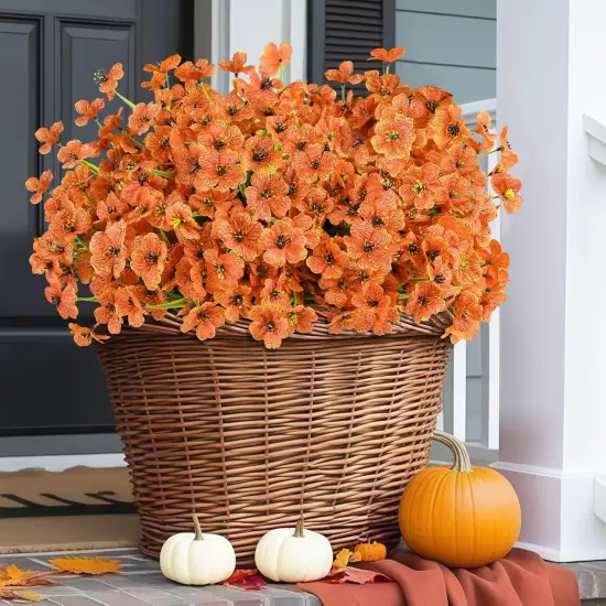 24 Bundles Artificial Fall Flowers for Outdoors {4}