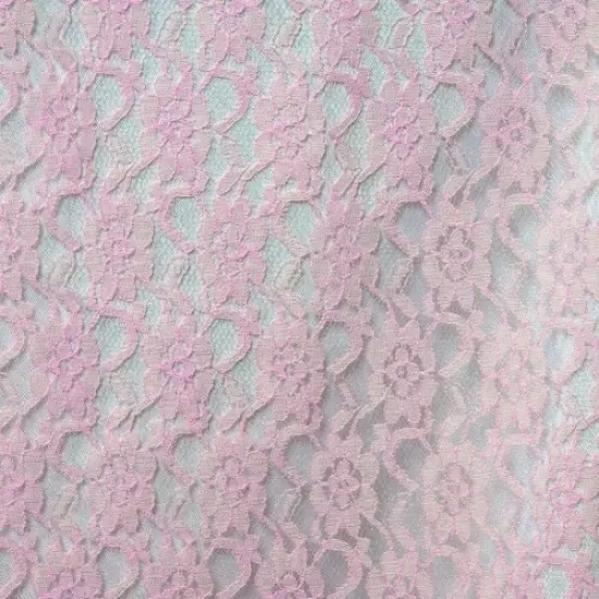 1 Yard Candy Pink Raschel Lace Fabric 60&Prime; Wide 100% Polyester French Floral for Bridal & Summer Dresses {1}