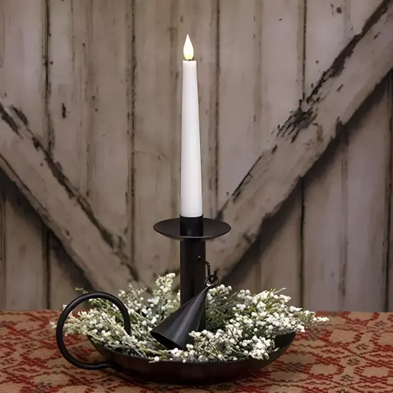 Black Iron Taper Holder with Snuffer and Antique Rust Finish {2}