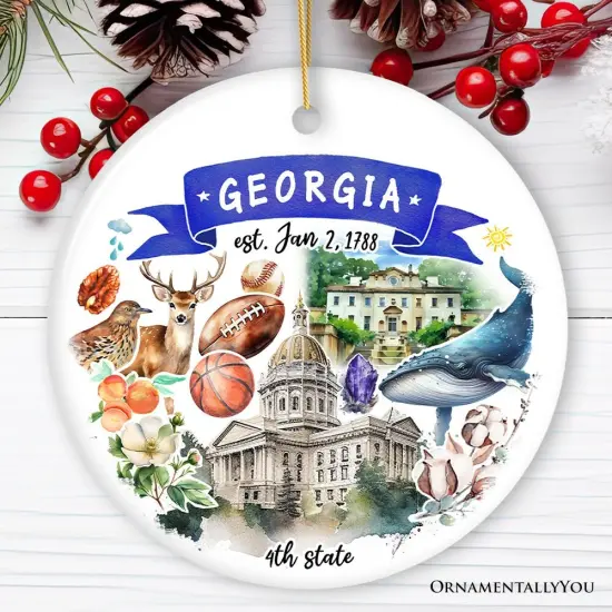 Artistic Georgia State Themes and Landmarks Christmas Ornament {5}