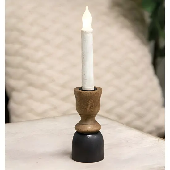 Black and Natural Wood Taper Candle Holder and Minimalist Design {2}