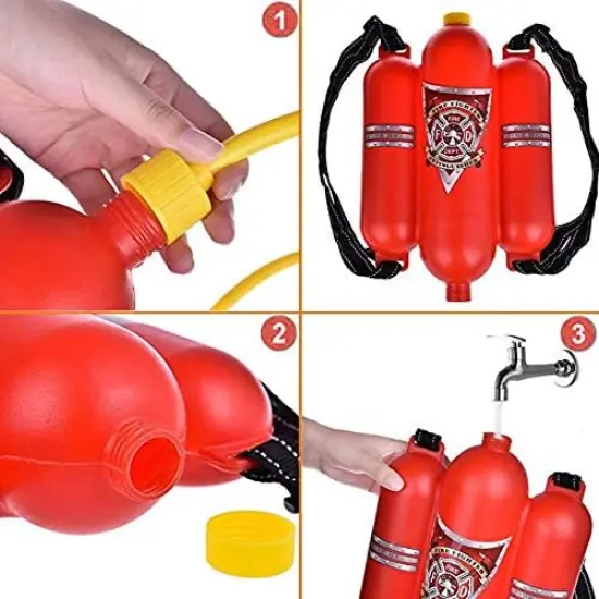 4E's Novelty Firefighter Backpack Water Gun &ndash; Water Soakers for Kids, Tank with Hose Shooter for Outdoor, Pool Play & Fireman Pretend Play {5}