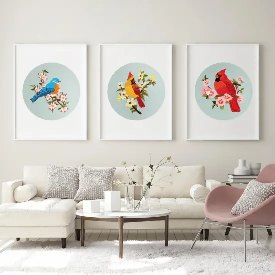 3 Sets Bird Embroidery Kits for Beginners,Adults Starter Flower Pattern Cross Stitch Kit DIY Needlepoint Kits with Embroidery Instructions {3}