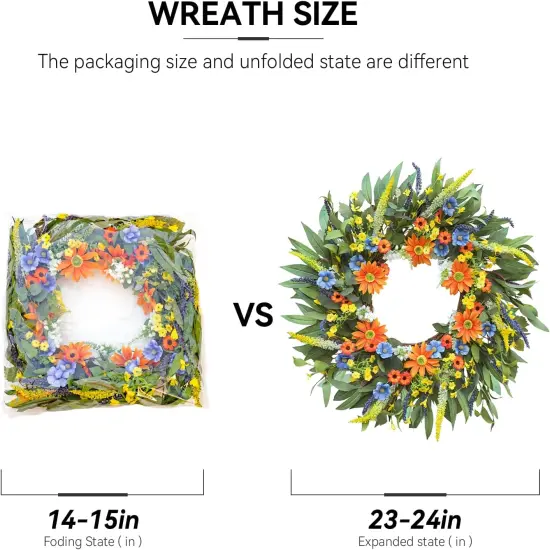 Spring Wreaths for Front Door Outside, Summer Green Wreath {4}