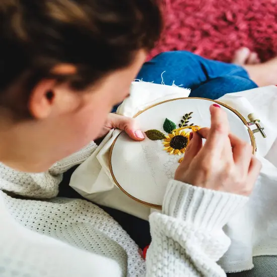 10 Pieces Embroidery Fabric, Including 10 Colors Embroidery Cotton Fabric, 5 Colors Water-Soluble Pens, 7.9 by 7.9 Inch {3}