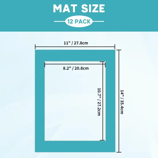 ZBEIVAN 12 Packs Mixed Colors 11x14 Picture Frame Mats for 8.5x11 Photos, Artworks and Prints, White Core Bevel Cut Frame Mattes {6}