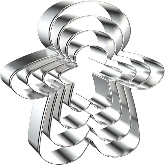 4 Piece Christmas Gingerbread Boy Cookie Cutters Shapes Molds - Stainless Steel {1}