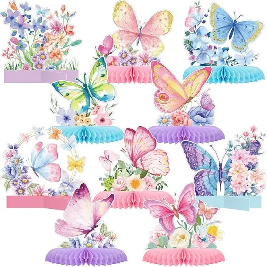 10 Pieces Butterfly Centerpieces for Tables Butterfly Birthday Party Decorations Spring Honeycomb Table Centerpiece Spring flower Theme Party Supplies for Birthday Baby Shower Decor {1}