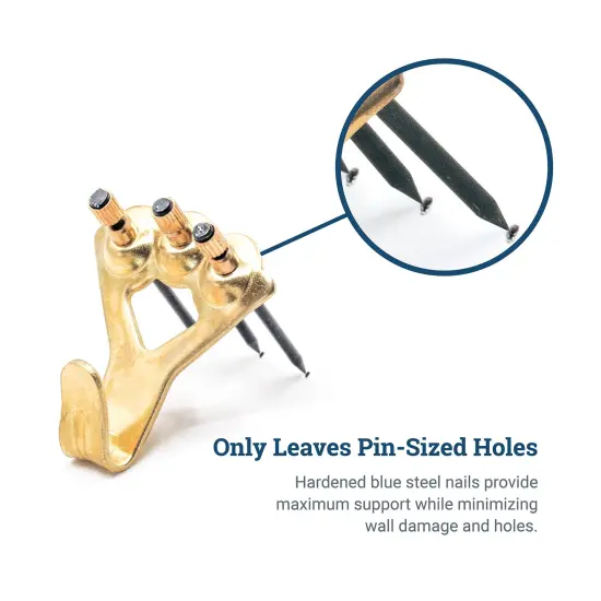Heavy Duty Picture Frame Hooks Supports Up to 100 lbs - 10 Pack with Nails | Picture Hanging Hooks for Drywall - Mirror Hanging Hardware - Plaster Wall Frame Hangers {2}