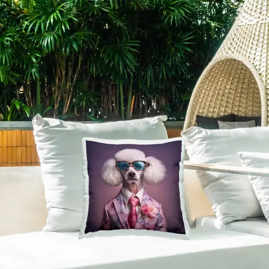 Fashionable Poodle Portrait Design by RB Outdoor Printed Pillow  {2}
