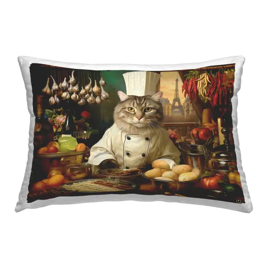 Chef Cat in Kitchen Design by Michael David Ward Throw Pillow  {1}