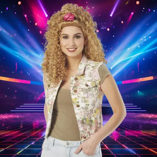 80's Scrunchie Sweetie Adult Costume Wig | Blonde {4}