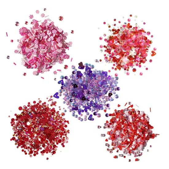 Buttons Glore Valentine&rsquo;s Day Embellishment Set &ndash; 50g of Flat Back Pearls, Heart Sequins, Sprinkles & Rhinestones for DIY Crafts, Scrapbooking & Shaker Projects {1}